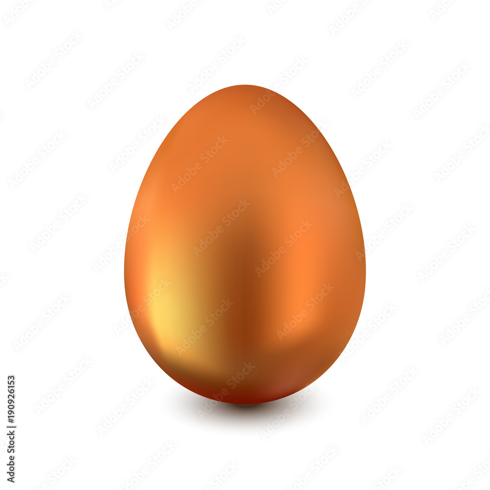 Realistic Easter egg made of red gold on a white background with a light shadow Realistic Easter egg made of red gold on a white background with a light shadow