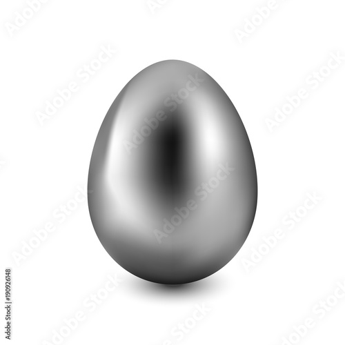 Silver Easter egg on a white background with a light shadow
