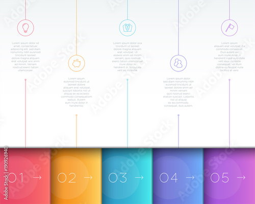 Vector Colorful Infographic 3D Page Layout with Steps 1 to 5