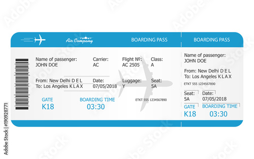 Boarding pass ticket template. Airplane ticket. online Booking airline ticket concept