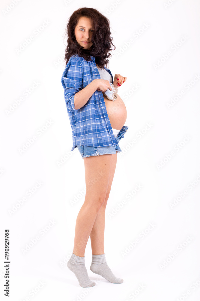 Beautiful pregnant girl on white background Beautiful pregnant girl on white background