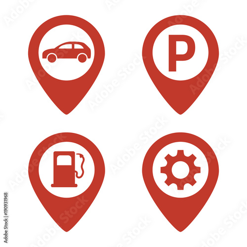 Map pin location icons set