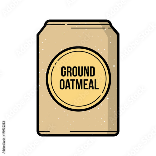 Ground oatmeal bag vintage vector icon outline