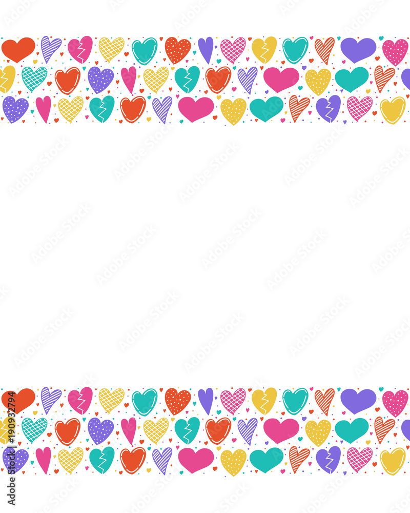 Cute card with hand drawn hearts and copyspace. Vector.Valentine's Day, Woman's Day and Mother's Day. Vector. Cute card with hand drawn hearts and copyspace. Vector.Valentine's Day, Woman's Day and Mother's Day. Vector.