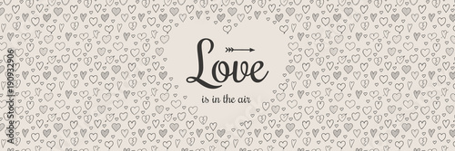 Concept of panoramic banner for Valentine's Day with hand drawn hearts. Vector. © Karolina Madej