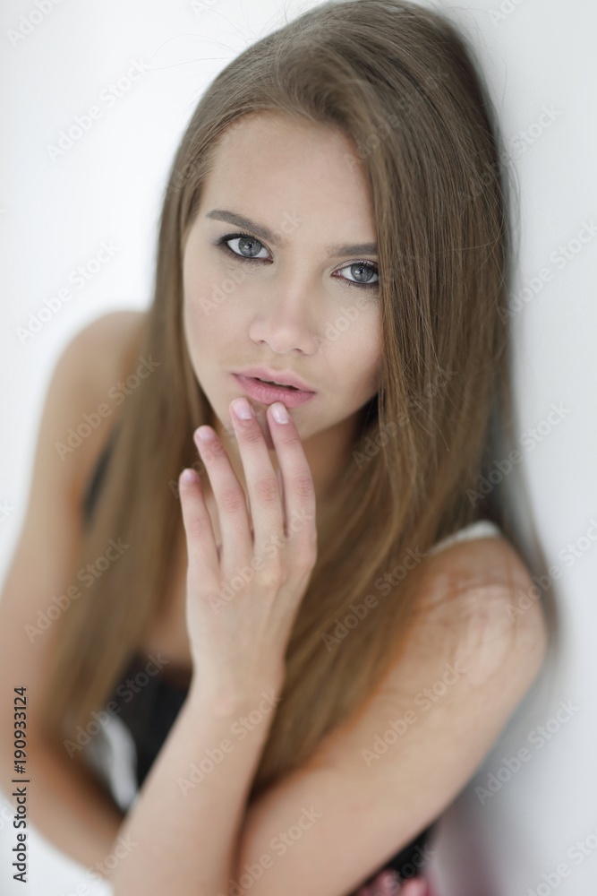 closeup. face of a beautiful girl with long hair closeup. face of a beautiful girl with long hair