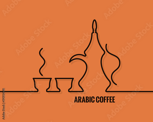 arabic coffee logo. Line concept design background