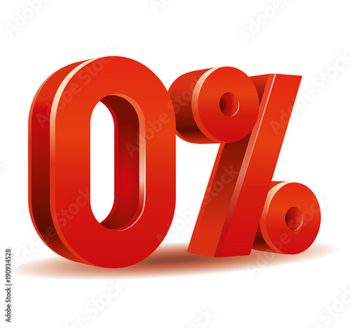 illustration vector of 0 percent in white background