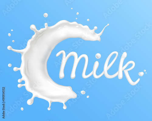 Milk splash and word