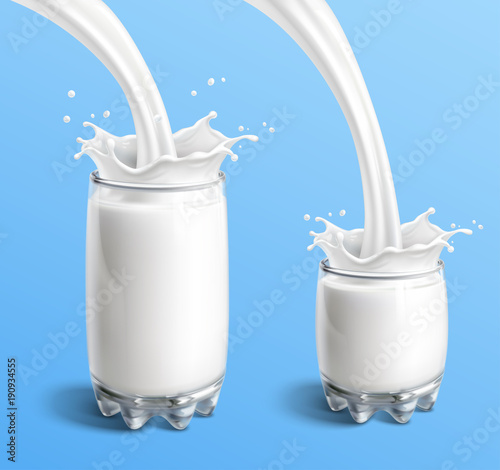 Pouring milk into a glasses