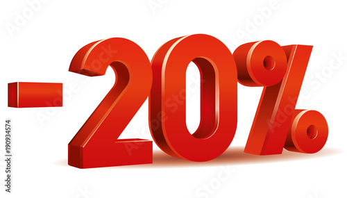 illustration vector of -20 percent in white background
