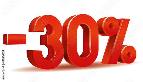 illustration vector of -30 percent in white background