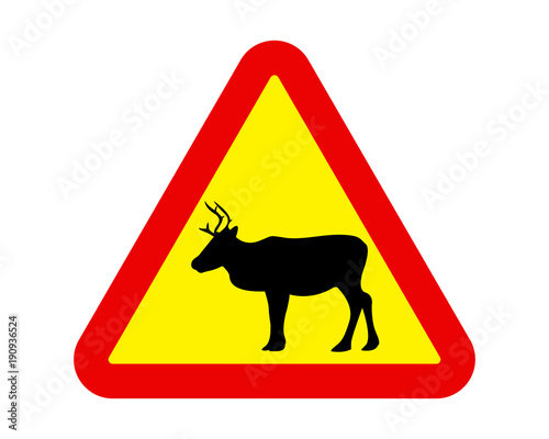 Reindeer road signal vector illustration 