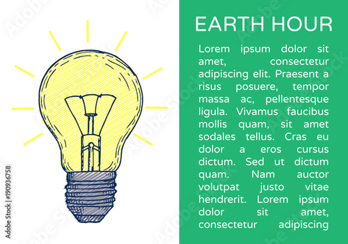 Earth hour hand drawn poster