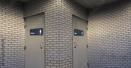 public mens and womens restroom doors