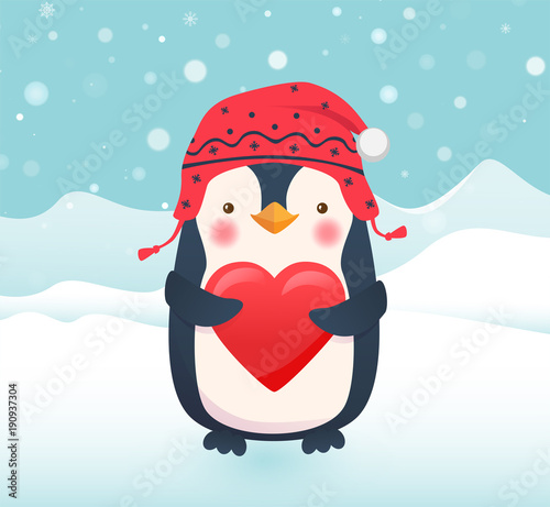 penguin with heart