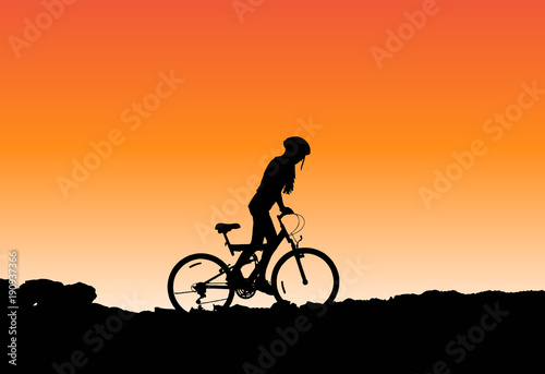 Girl on a mountain bike