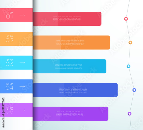Vector Colorful 5 Step List Infographic Diagram