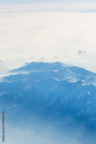 Aerial view of the Swiss alps. Flying over Alps. mazing view on mountain.