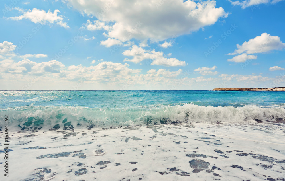Storming sea and wide-spreading waves, Cyprus Storming sea and wide-spreading waves, Cyprus