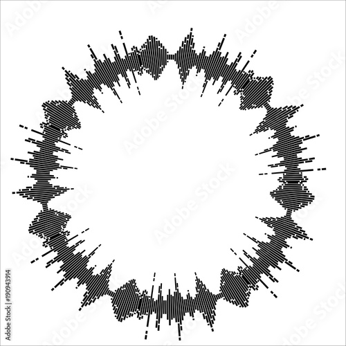 round equalizer, sound wave symbol isolated on white background