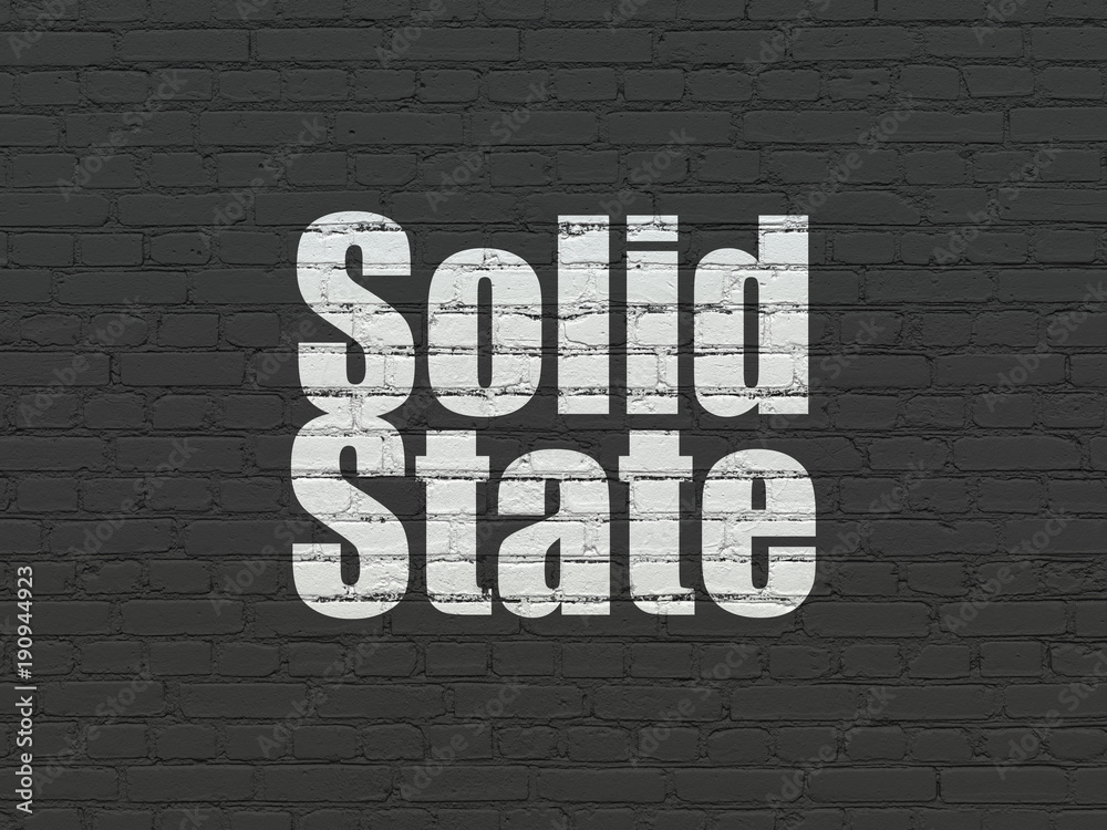 Obraz premium Science concept: Painted white text Solid State on Black Brick wall background