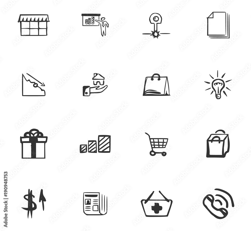 Doodle Business icons set Doodle Business icons set