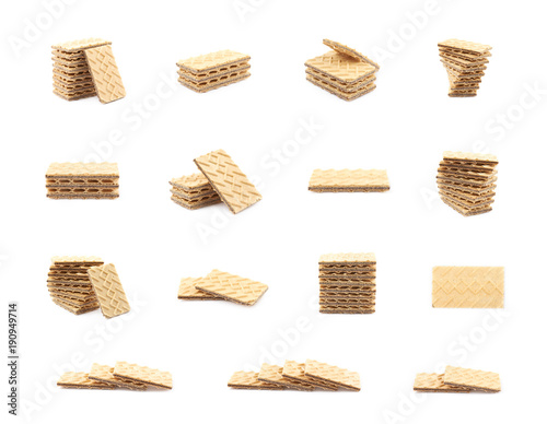 Pile of chocolate wafers isolated