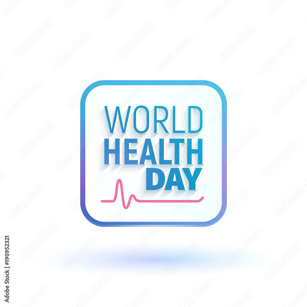 Concept sign of World health day vector illustration. Global holiday 7 April of healthcare isolated logo on white background Concept sign of World health day vector illustration. Global holiday 7 April of healthcare isolated logo on white background