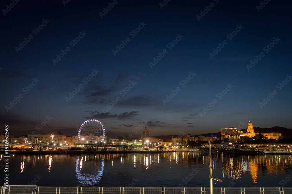 Fototapeta premium View of malaga city from harbour, Malaga, spain, Euope