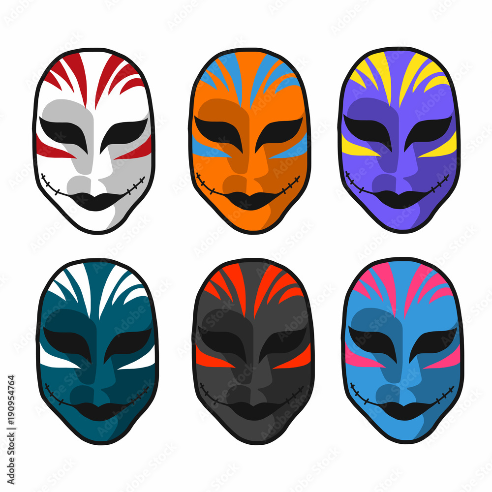 Carnival masks set vector illustration