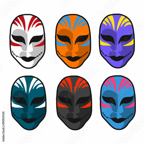 Carnival masks set vector illustration