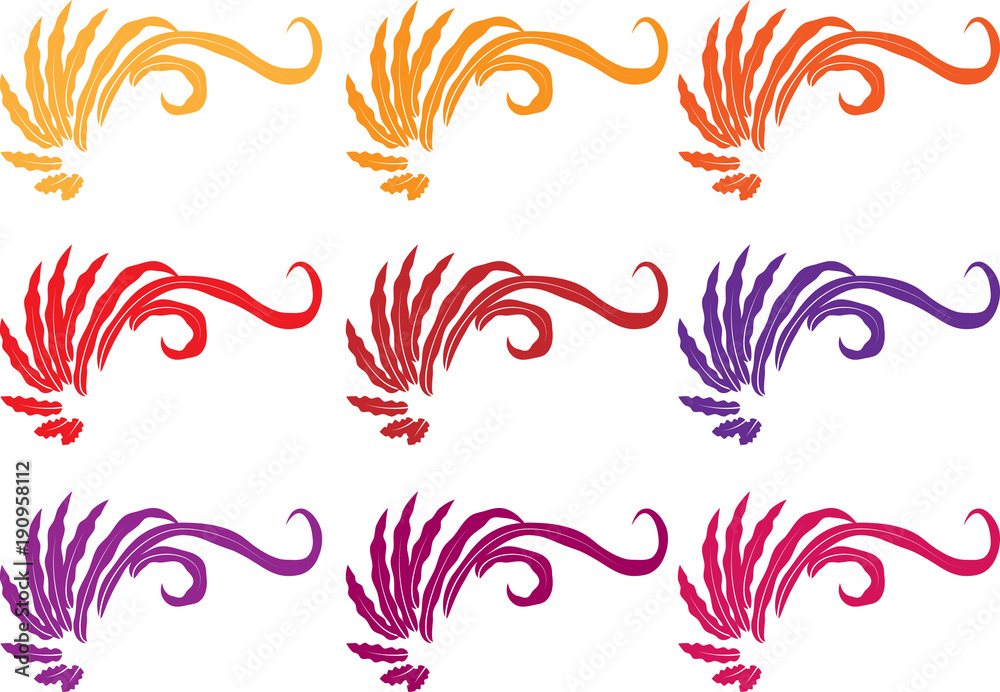 Calligraphic decorative elements with lines Calligraphic decorative elements with lines