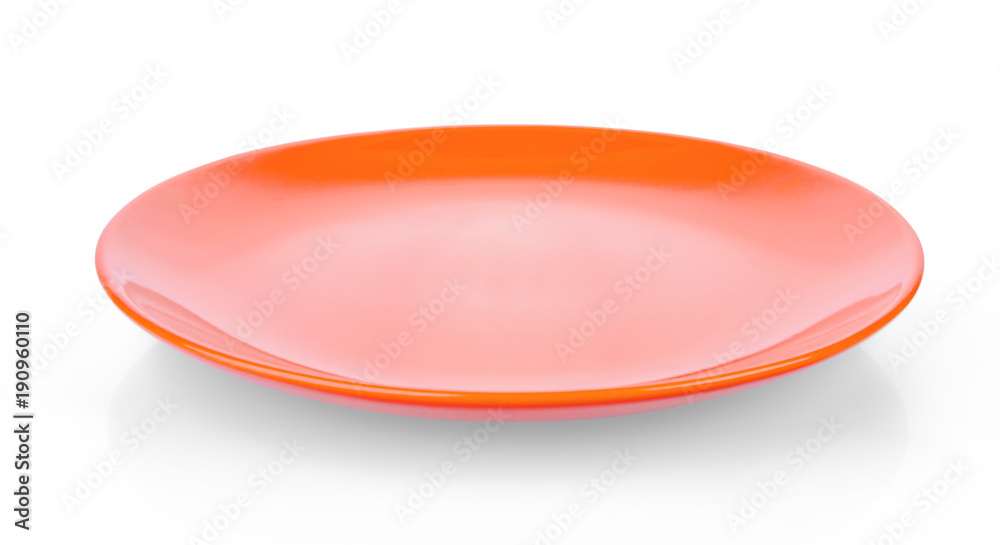 Empty orange plate isolated on a white background Empty orange plate isolated on a white background
