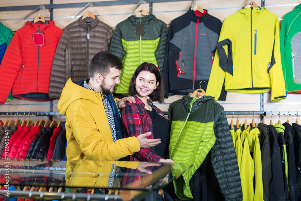 Fototapeta premium Buyers discuss buying a windcheaters
