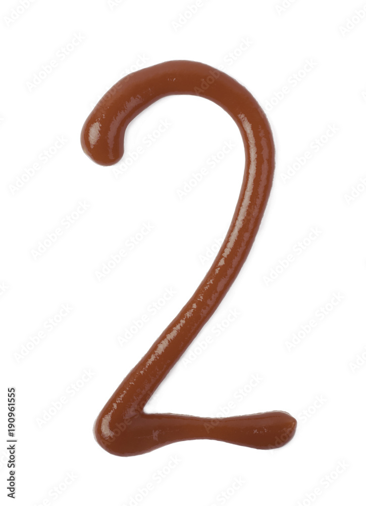 Single number made of sauce isolated Single number made of sauce isolated