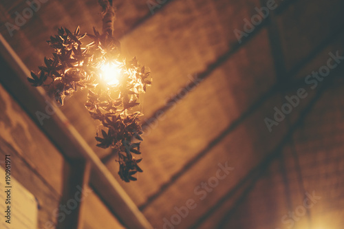 old vintage lamp with flower