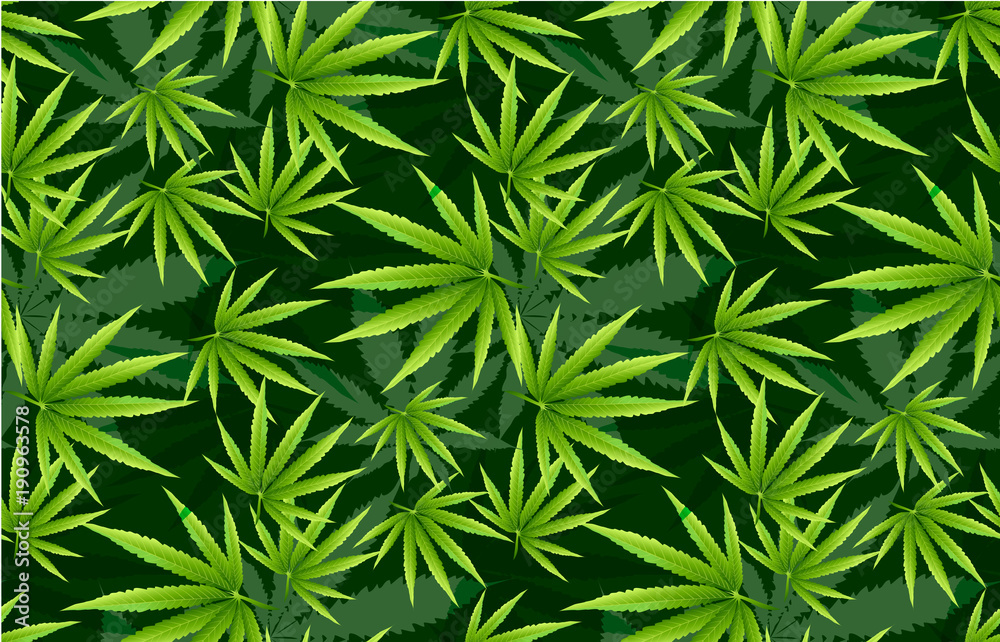 Fototapeta premium Seamless pattern marihuana leaf herb narcotic textile.