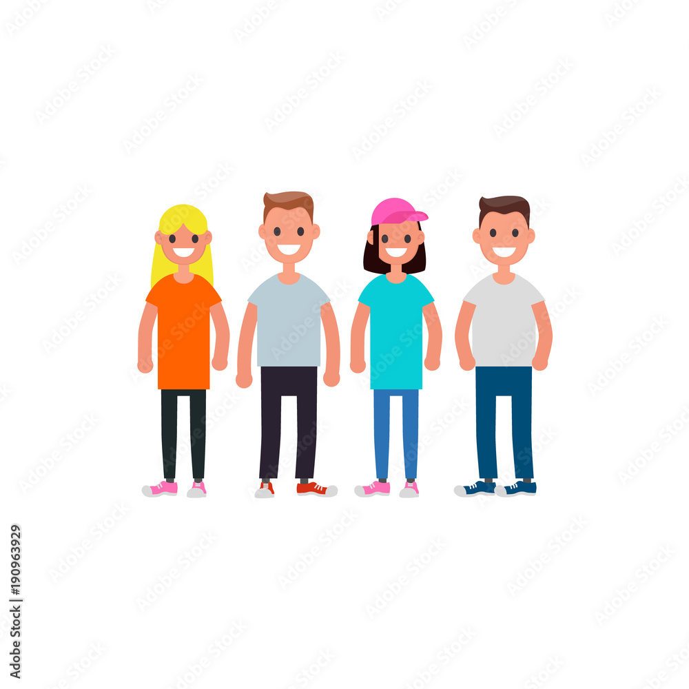 Flat design Characters team. Modern society concept. Vector