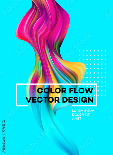 Modern colorful flow poster. Wave Liquid shape in blue color background. Art design for your design project. Vector illustration