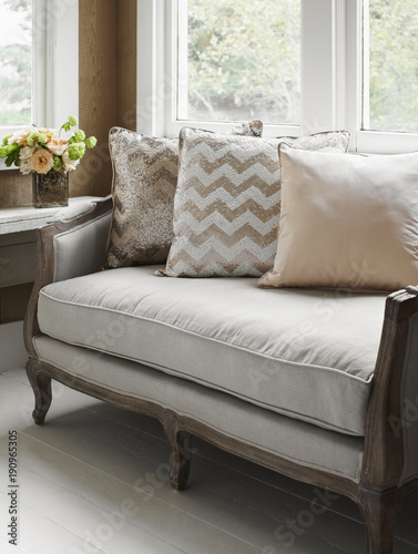 Vintage sofa in rustic setting