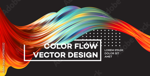 Modern colorful flow poster. Wave Liquid shape in black color background. Art design for your design project. Vector illustration
