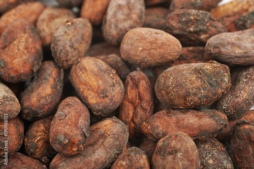 Cocoa beans background composition