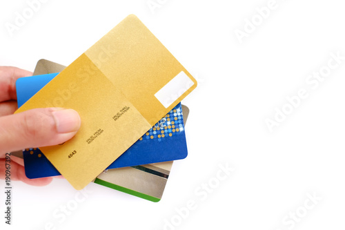 Hand holding credit card on...