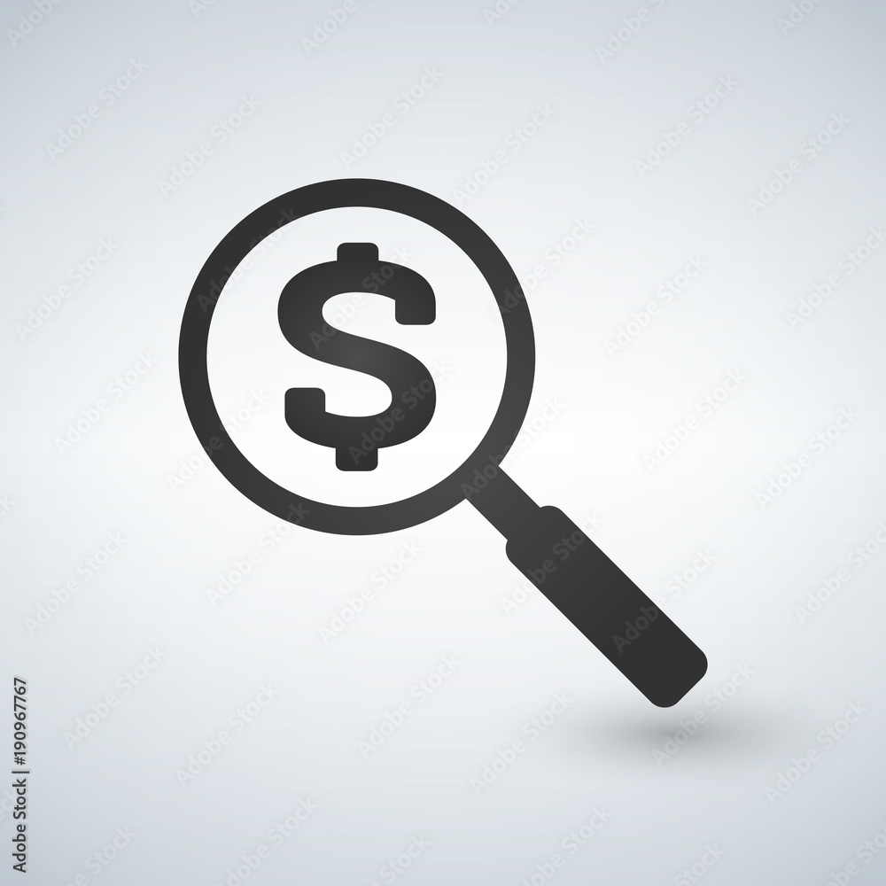 Magnifying glass with dollar sign. Vector illustration. Magnifying glass with dollar sign. Vector illustration.