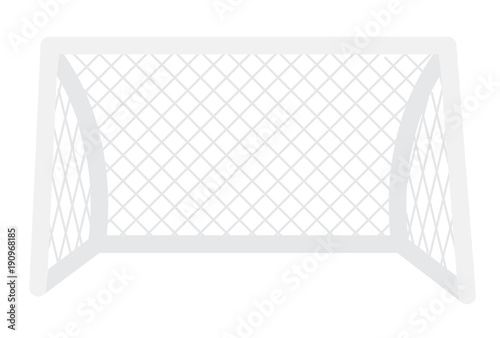 Football metal gate with net vector cartoon illustration isolated on white background.