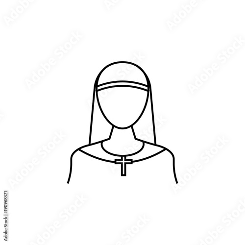 nun icon. Avatar element of professions for mobile concept and web apps. Thin line  icon for website design and development, app development. Premium icon