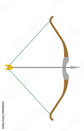 Arrow and bow vector cartoon illustration isolated on white background.