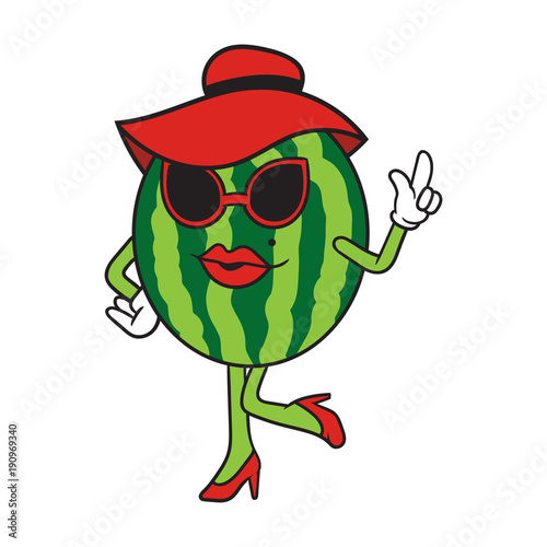 Cartoon Female Watermelon Vector Illustration