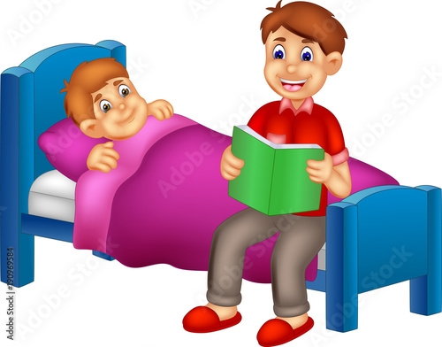 funny father cartoon read a bedtime tale